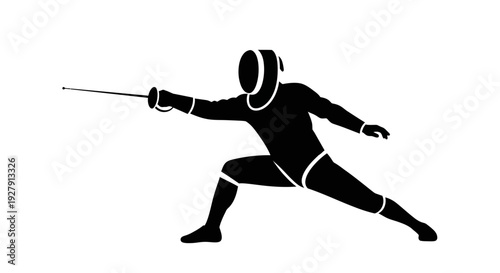 Fencer in Action Pose.