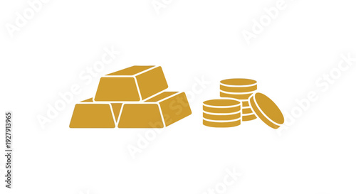 Gold Bars and Coins.