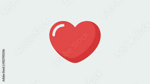 Stylized Red Heart Icon with Subtle Shading
