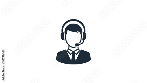 Customer Service Agent Icon with Headset and Microphone