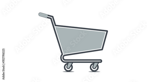 Flat design illustration of an online shopping cart icon for e-commerce.