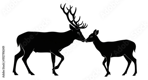 Two Deer Silhouette Illustration.
