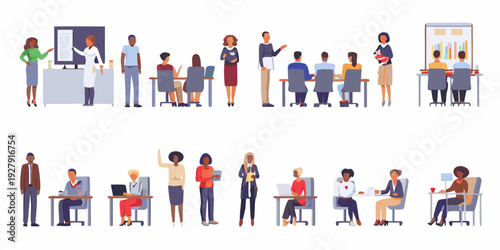 Diverse group of people attending a conference or business meeting