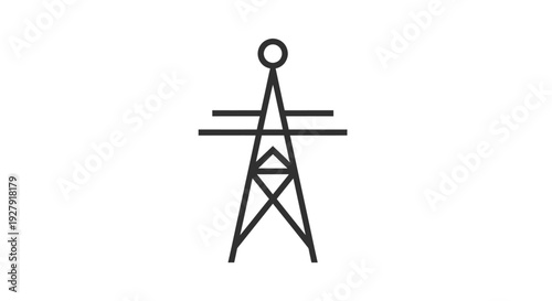 Simple black line illustration of an electricity pylon or transmission tower.