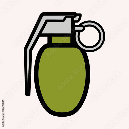 Stylized Grenade Illustration, Military Weapon Icon, Danger Symbol