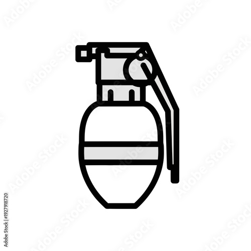Stylized illustration of a hand grenade, flat design, isolated on white background.