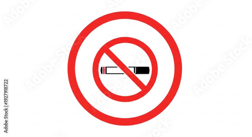 No smoking symbol red circle with line through cigarette prohibition sign on white background