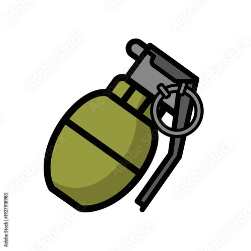 Grenade illustration. Military explosive device, isolated on white.