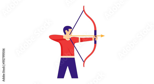 Man Holding Bow Arrow.