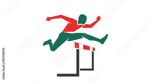 Man jumping over hurdle.