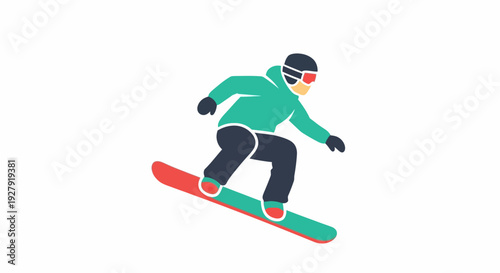 Man Snowboarding Down Mountain.