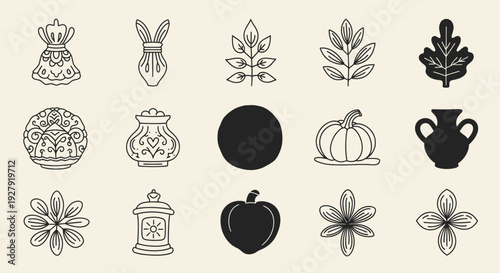 Collection of Decorative Botanical and Seasonal Elements.