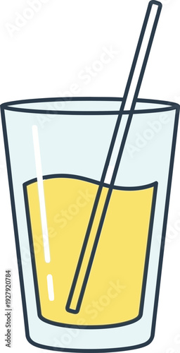 Glass with yellow liquid and straw drink 1