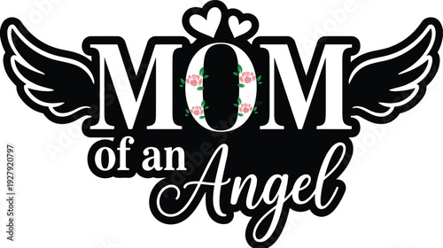 Mother of Angel Creative Logo Design with Angel Wings and Crown