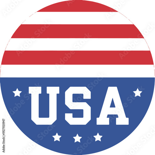 USA Emblem with Red Stripes and Blue Field with Stars United States America