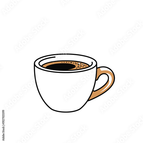 Wallpaper Mural White coffee cup with brown handle and black coffee 1 Torontodigital.ca