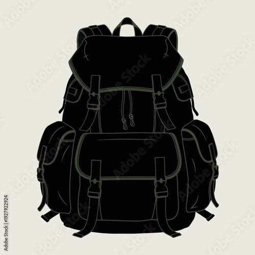 Black camping backpack silhouette