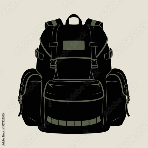 Black Hiking Backpack, Outdoor Adventure Gear, Travel Equipment