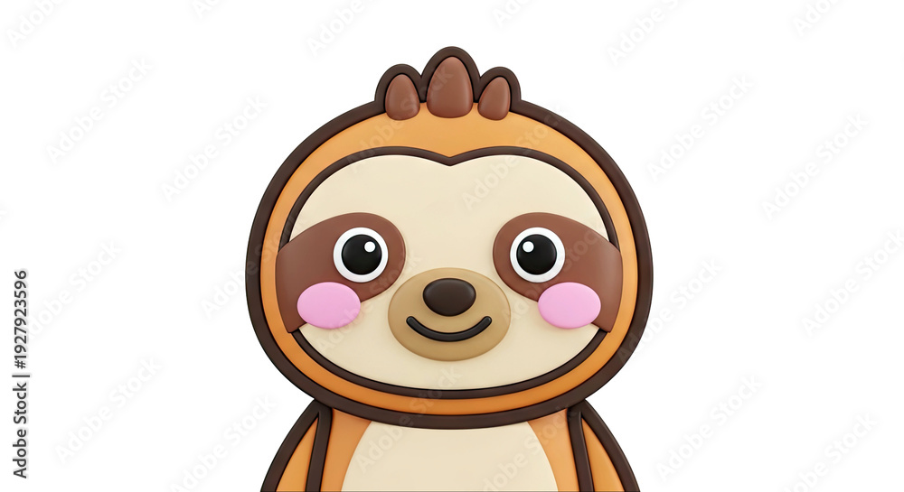 Fototapeta premium Cute 3D Cartoon Sloth Character