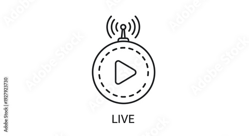Live streaming play button icon graphic.