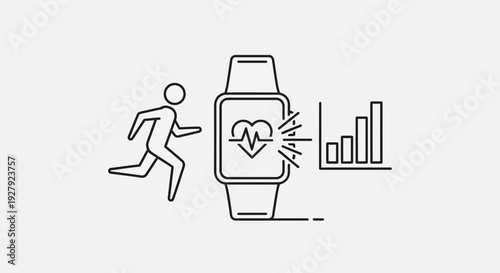 Running fitness tracker with heartbeat graph.