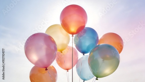 Colorful balloons floating in sky