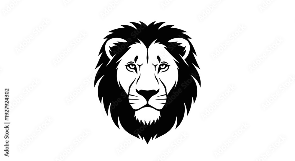 Fototapeta premium Bold lion head silhouette against white background graphic design