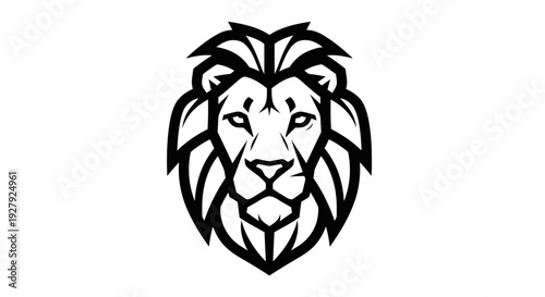 Bold lion head graphic icon isolated on white background symbol
