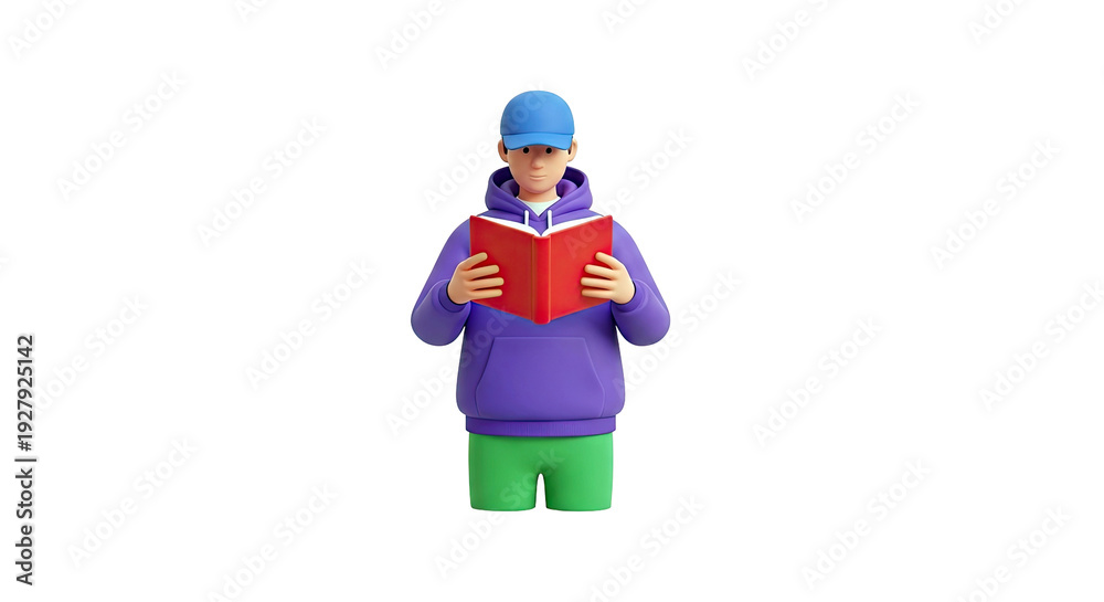 Fototapeta premium 3D Character Reading a Red Book