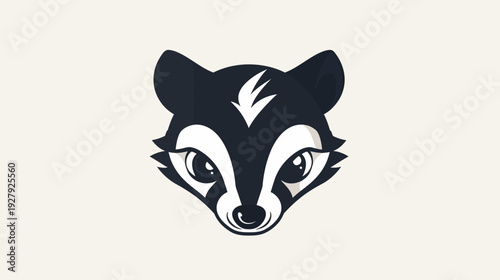 Stylized skunk illustration on neutral background for design and branding