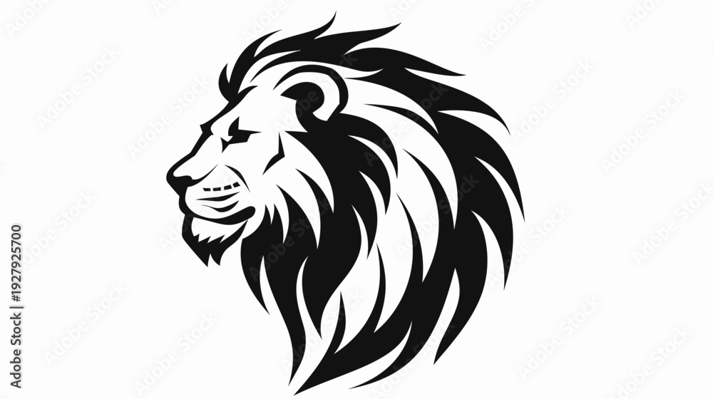 Fototapeta premium Bold black and white lion head silhouette for business and design