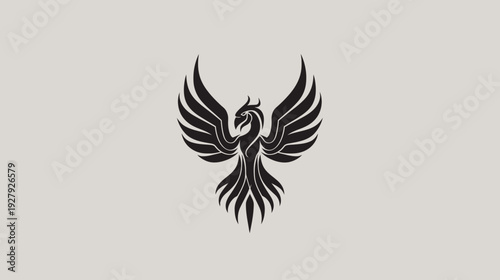 Elegant phoenix bird silhouette graphic design symbol of rebirth vector art
