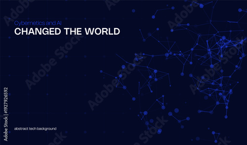 Abstract science and technology background design with lines, dots and grid. Digital network, ai connection, tech business and cyber systems backdrop concept.