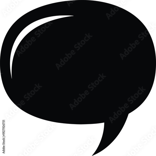 A black speech bubble icon on a white background