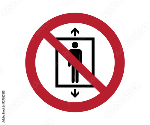 ISO 7010 P027 – Do not use this lift for people sign. Elevator prohibition symbol for emergency and compliance vector design and illustration