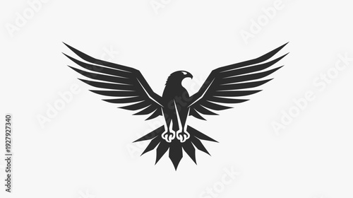 Soaring eagle silhouette in flight graphic against a neutral background