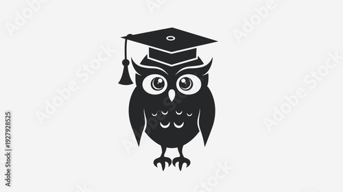 Wise owl mascot wearing graduation cap education concept illustration