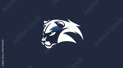 Wallpaper Mural Bold white eagle head silhouette on black background for design purposes Torontodigital.ca