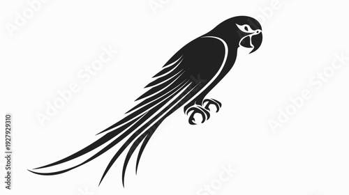 Black parrot silhouette vector illustration on white background