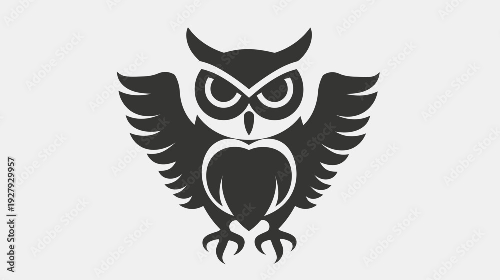 Obraz premium Stylized owl illustration graphic design of a bird with spread wings