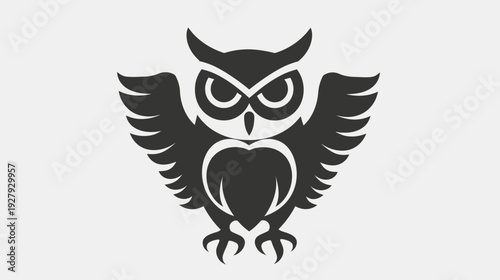 Stylized owl illustration graphic design of a bird with spread wings