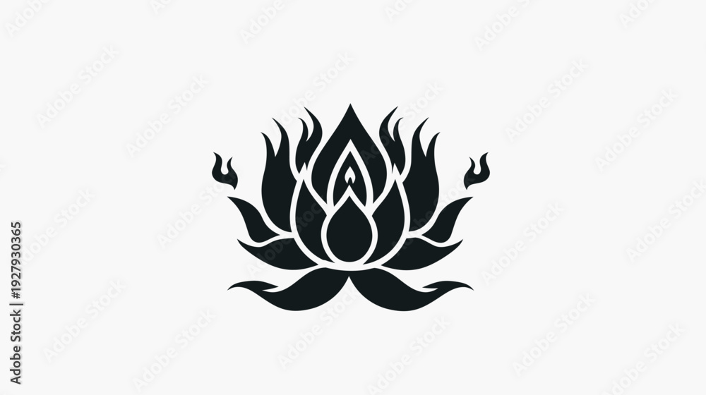 Obraz premium Black lotus flower illustration against white backdrop symbolic design