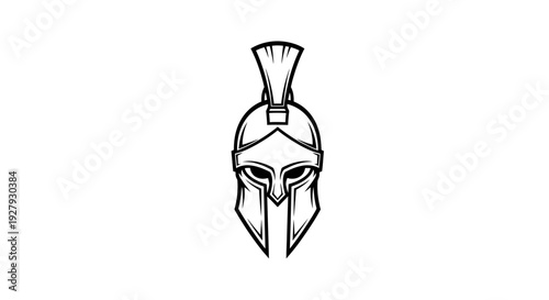 Spartan helmet illustration ancient warrior headgear icon on white