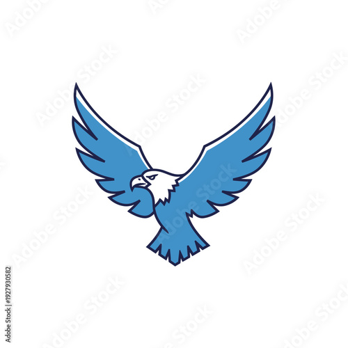 Wallpaper Mural Stylized blue eagle with white head and dark outline, wings spread Torontodigital.ca