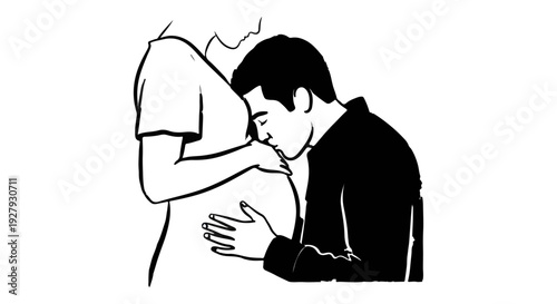 A couple embraces tenderly a man kissing a pregnant woman s hand