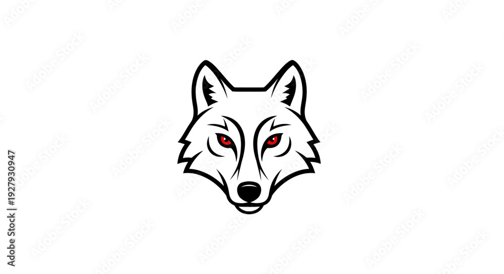 Obraz premium Stylized wolf head illustration against white background for design elements