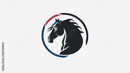 Stylized horse head logo on white background symbolic design concept