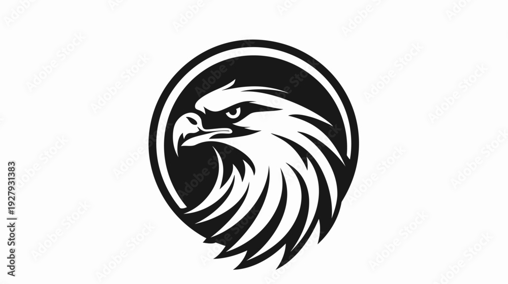 Obraz premium Eagle head silhouette inside circle graphic design symbol vector
