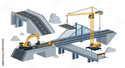 Road construction with heavy machinery.