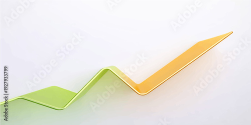 Abstract background with 3d green checkmark and red arrow icons as business web symbols for choice and success illustration